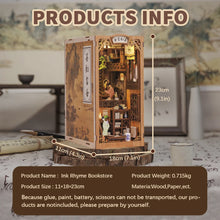 Load image into Gallery viewer, CUTEBEE Wooden Dollhouse Kit Miniature Doll House Kits Booknook Bookshelf Book Nook with Dust Cover Bookends Christmas Gift