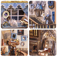 Load image into Gallery viewer, CUTEBEE Wooden Dollhouse Kit Miniature Doll House Kits Booknook Bookshelf Book Nook with Dust Cover Bookends Christmas Gift