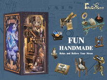 Load image into Gallery viewer, CUTEBEE Wooden Dollhouse Kit Miniature Doll House Kits Booknook Bookshelf Book Nook with Dust Cover Bookends Christmas Gift