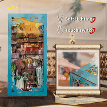 Load image into Gallery viewer, CUTEBEE Wooden Dollhouse Kit Miniature Doll House Kits Booknook Bookshelf Book Nook with Dust Cover Bookends Christmas Gift