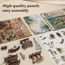 Load image into Gallery viewer, CUTEBEE Wooden Dollhouse Kit Miniature Doll House Kits Booknook Bookshelf Book Nook with Dust Cover Bookends Christmas Gift