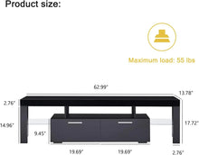 Load image into Gallery viewer, Black LED TV Stand for 75 Inch TV, High Gloss TV Entertainment Center with Storage Drawer, TV Console Table for Living Room