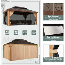 Load image into Gallery viewer, 12' X 16' Hardtop Gazebo, Coated Aluminum Frame Gazebo with Galvanized Steel Double Roof, Metal Gazebo with Curtain and Netting