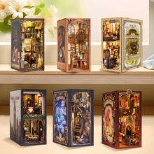 Load image into Gallery viewer, CUTEBEE Wooden Dollhouse Kit Miniature Doll House Kits Booknook Bookshelf Book Nook with Dust Cover Bookends Christmas Gift