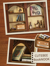 Load image into Gallery viewer, CUTEBEE Wooden Dollhouse Kit Miniature Doll House Kits Booknook Bookshelf Book Nook with Dust Cover Bookends Christmas Gift