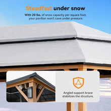 Load image into Gallery viewer, Permanent Hardtop Gazebo 12' x 20' w/ 4 LED Lights, Outdoor Gazebo w/Galvanized Steel Double Roof, Patio Gazebo w/Decor Hooks