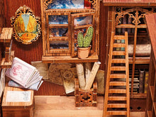 Load image into Gallery viewer, CUTEBEE Wooden Dollhouse Kit Miniature Doll House Kits Booknook Bookshelf Book Nook with Dust Cover Bookends Christmas Gift