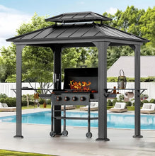 Load image into Gallery viewer, Permanent Hardtop Gazebo 12' x 20' w/ 4 LED Lights, Outdoor Gazebo w/Galvanized Steel Double Roof, Patio Gazebo w/Decor Hooks