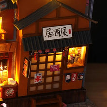 Load image into Gallery viewer, Creative DIY Book Nook Kit Decorative Japanese Style Bookend Insert Bookcase Book Stand Miniature House with LED Light Gift
