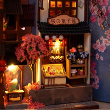 Load image into Gallery viewer, Creative DIY Book Nook Kit Decorative Japanese Style Bookend Insert Bookcase Book Stand Miniature House with LED Light Gift
