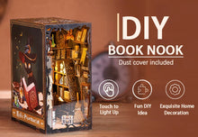 Load image into Gallery viewer, CUTEBEE Wooden Dollhouse Kit Miniature Doll House Kits Booknook Bookshelf Book Nook with Dust Cover Bookends Christmas Gift
