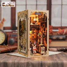 Load image into Gallery viewer, CUTEBEE Wooden Dollhouse Kit Miniature Doll House Kits Booknook Bookshelf Book Nook with Dust Cover Bookends Christmas Gift
