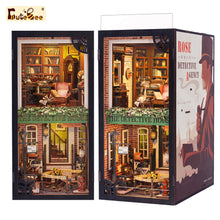 Load image into Gallery viewer, CUTEBEE Wooden Dollhouse Kit Miniature Doll House Kits Booknook Bookshelf Book Nook with Dust Cover Bookends Christmas Gift
