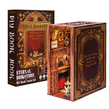 Load image into Gallery viewer, CUTEBEE Wooden Dollhouse Kit Miniature Doll House Kits Booknook Bookshelf Book Nook with Dust Cover Bookends Christmas Gift

