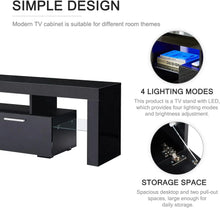 Load image into Gallery viewer, Black LED TV Stand for 75 Inch TV, High Gloss TV Entertainment Center with Storage Drawer, TV Console Table for Living Room
