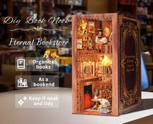 Load image into Gallery viewer, CUTEBEE Wooden Dollhouse Kit Miniature Doll House Kits Booknook Bookshelf Book Nook with Dust Cover Bookends Christmas Gift
