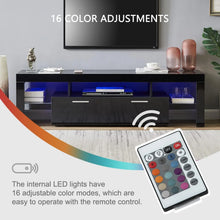 Load image into Gallery viewer, Black LED TV Stand for 75 Inch TV, High Gloss TV Entertainment Center with Storage Drawer, TV Console Table for Living Room
