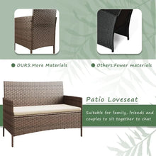 Load image into Gallery viewer, Outdoor Sofa Set of 4 with Soft Cushion and Glass Table, Patio Furniture 4 Pieces Conversation Set, Outdoor Wicker Rattan Chairs
