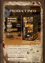 Load image into Gallery viewer, CUTEBEE DIY Book Nook Miniature House Dollhouse Booknook Touch Light Model Building Toy for Decoration Gifts Magic Pharmacist

