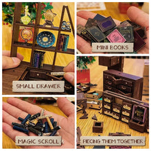 Load image into Gallery viewer, CUTEBEE Wooden Dollhouse Kit Miniature Doll House Kits Booknook Bookshelf Book Nook with Dust Cover Bookends Christmas Gift

