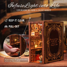 Load image into Gallery viewer, CUTEBEE Wooden Dollhouse Kit Miniature Doll House Kits Booknook Bookshelf Book Nook with Dust Cover Bookends Christmas Gift
