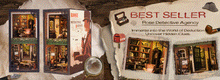 Load image into Gallery viewer, CUTEBEE Wooden Dollhouse Kit Miniature Doll House Kits Booknook Bookshelf Book Nook with Dust Cover Bookends Christmas Gift
