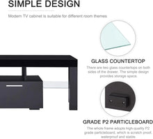 Load image into Gallery viewer, Black LED TV Stand for 75 Inch TV, High Gloss TV Entertainment Center with Storage Drawer, TV Console Table for Living Room
