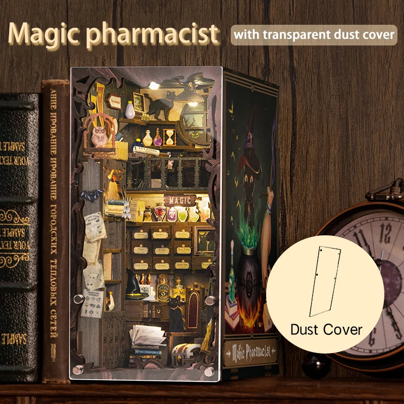 CUTEBEE DIY Book Nook Miniature House Dollhouse Booknook Touch Light Model Building Toy for Decoration Gifts Magic Pharmacist