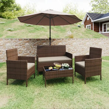 Load image into Gallery viewer, Outdoor Sofa Set of 4 with Soft Cushion and Glass Table, Patio Furniture 4 Pieces Conversation Set, Outdoor Wicker Rattan Chairs
