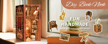 Load image into Gallery viewer, CUTEBEE Wooden Dollhouse Kit Miniature Doll House Kits Booknook Bookshelf Book Nook with Dust Cover Bookends Christmas Gift
