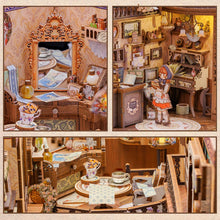 Load image into Gallery viewer, CUTEBEE Wooden Dollhouse Kit Miniature Doll House Kits Booknook Bookshelf Book Nook with Dust Cover Bookends Christmas Gift
