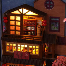 Load image into Gallery viewer, Creative DIY Book Nook Kit Decorative Japanese Style Bookend Insert Bookcase Book Stand Miniature House with LED Light Gift

